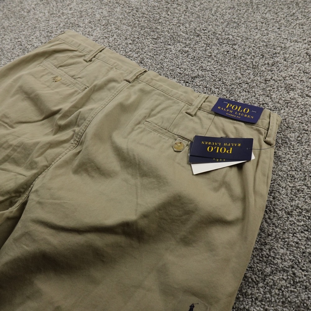 NEW Polo Ralph Lauren Pants Mens 42X32 Brown Beige Chino Trouser Flat Front Golf
